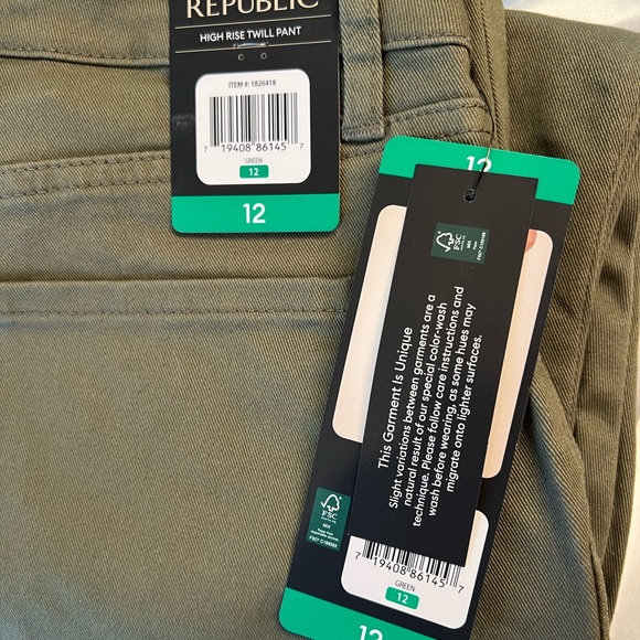 NWT Banana Republic Olive Green High Rise Straight Leg Twill Pants- Size 12 - Picture 4 of 7